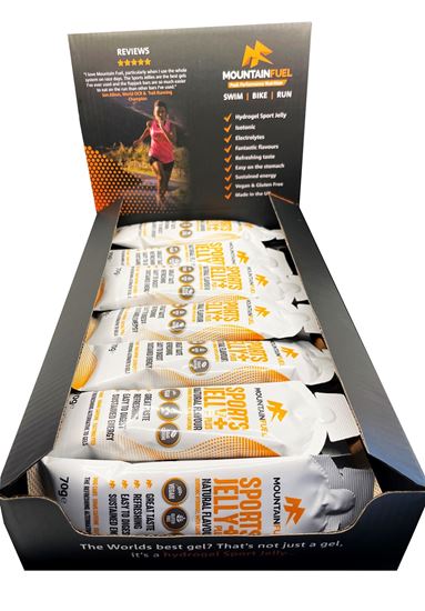 Mountain Fuel: Natural Sports Jelly + with Caffeine (Box 24 x 70g gels)