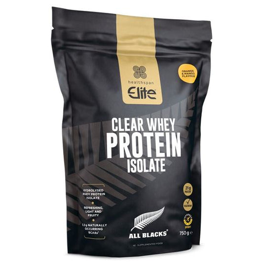 Healthspan Elite: All Blacks Clear Whey Protein Isolate (750g) Orange&Mango