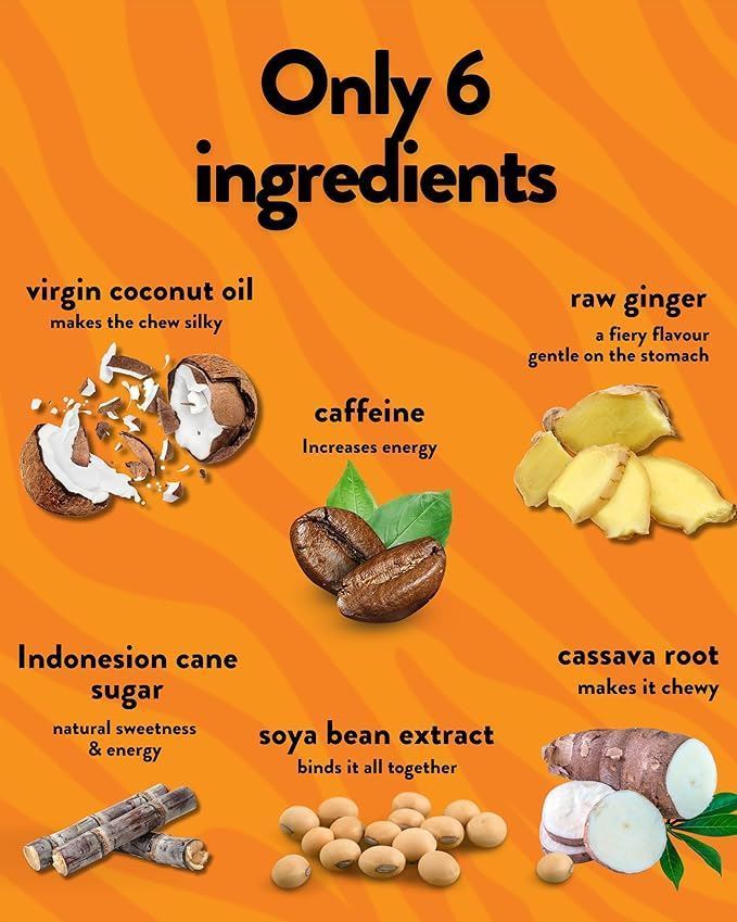Caffeine Bullet: Ginger Roars (12 packs of 6 chews)